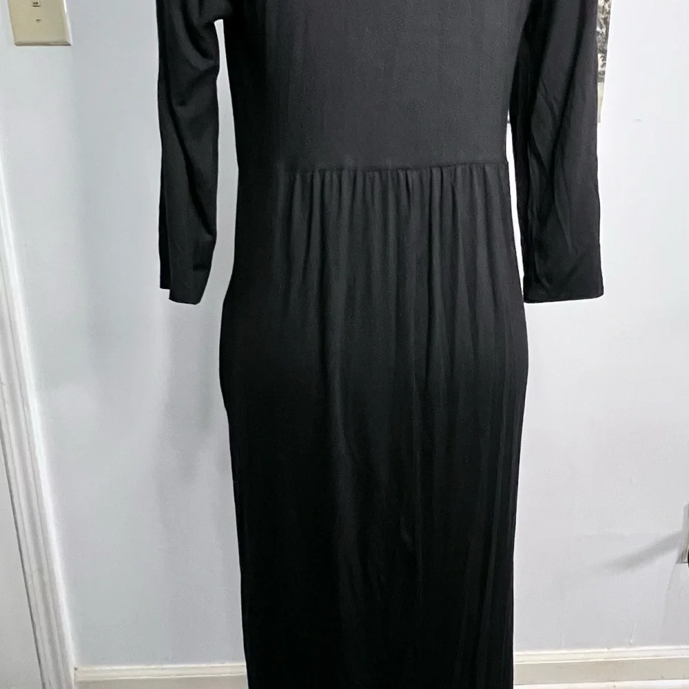 Chic Long Sleeve Black Maxi Dress - Picture 6 of 9